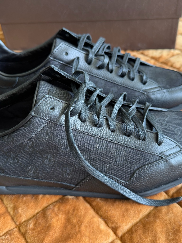 Gucci Black Monogram Low-Top Sneakers